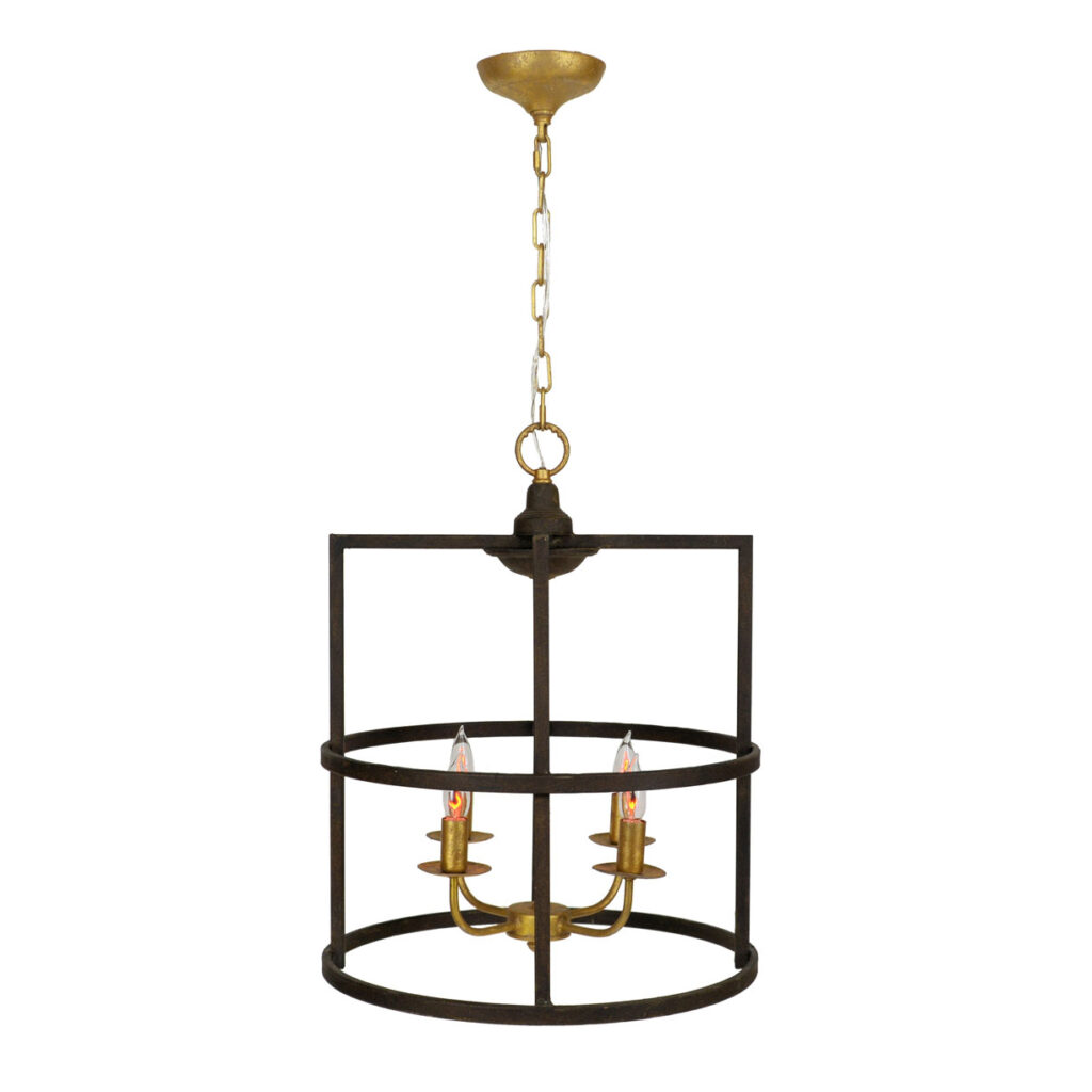 Louisino 4 Light Brown and Gold Lantern- Celline Home