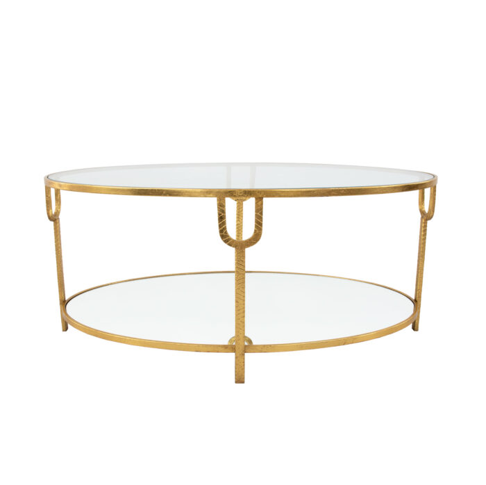 Blanca Oval Gold Coffee Table- Celline Home