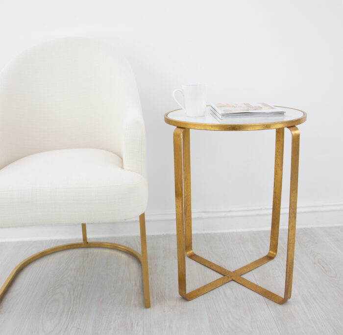 Dona Gold Stone Top Side Table - Image 6