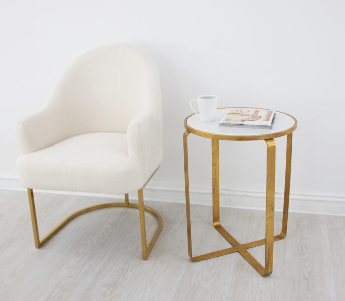 Dona Gold Stone Top Side Table - Image 5