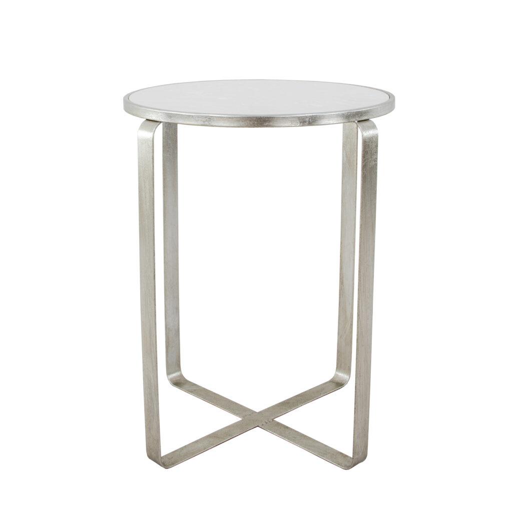 Dona Silver Stone Top Side Table- Celline Home