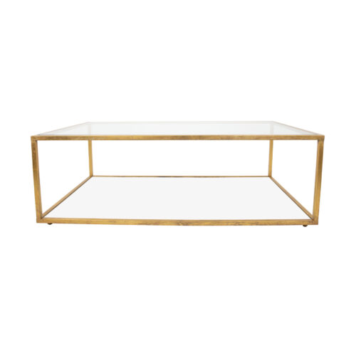 Emily 2 Shelves Gold Coffee Table- Celline Home