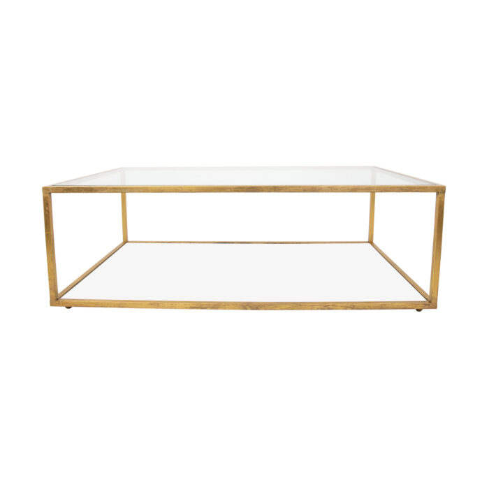 Emily 2 Shelves Gold Coffee Table- Celline Home