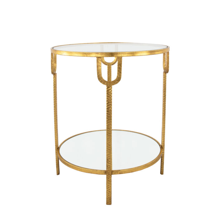 Khloe Gold 2 Shelves Side Table- Celline Home