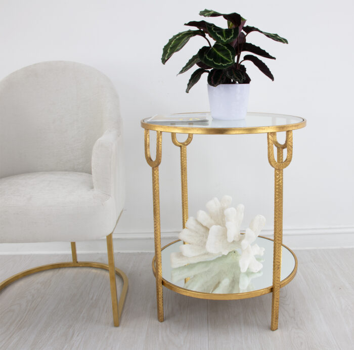 Khloe Gold 2 Shelves Side Table - Image 7