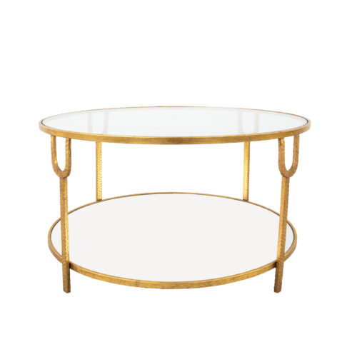 Khloe Gold Leaf Round Coffee Table- Celline Home