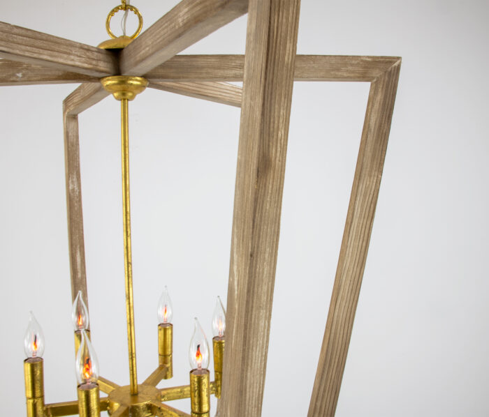 Lea Natural Oak & Gold Chandelier - Image 5