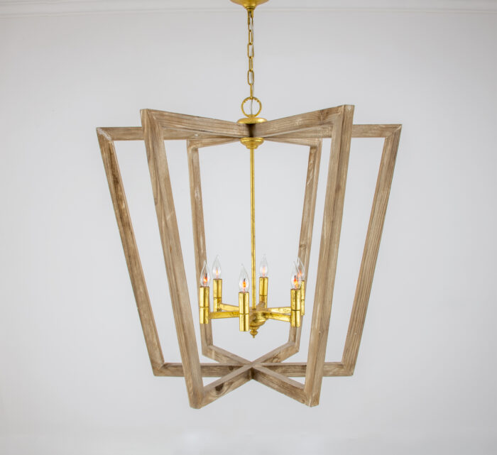 Lea Natural Oak & Gold Chandelier - Image 6