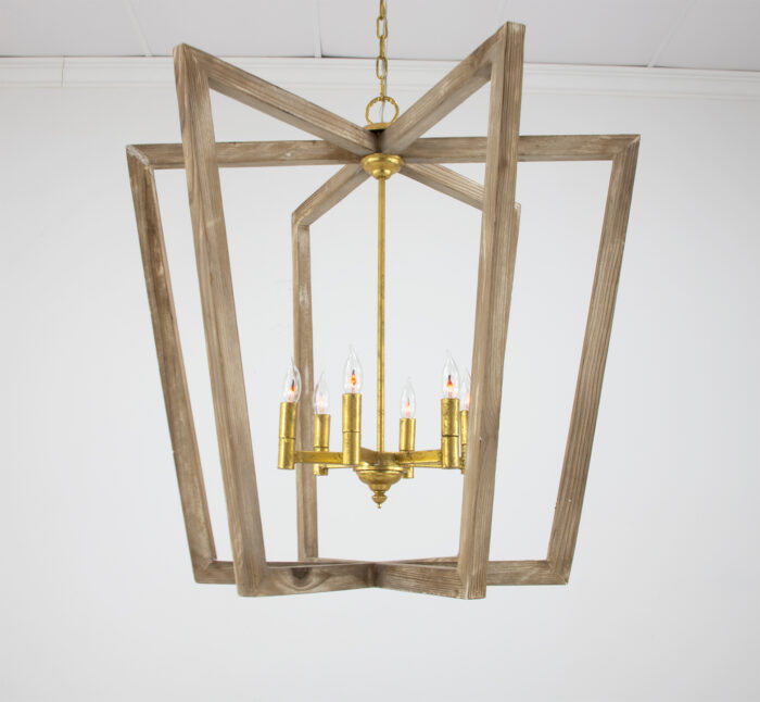 Lea Natural Oak & Gold Chandelier - Image 2