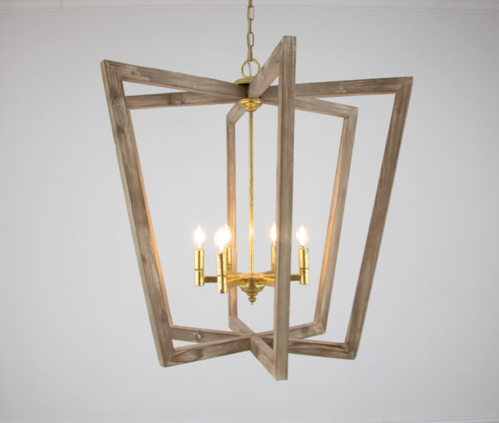 Lea Natural Oak & Gold Chandelier - Image 7