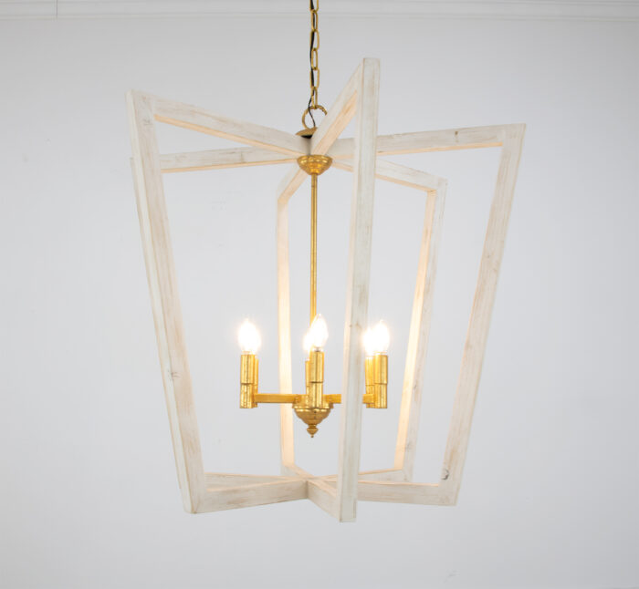 Lea White Oak & Gold Chandelier - Image 3