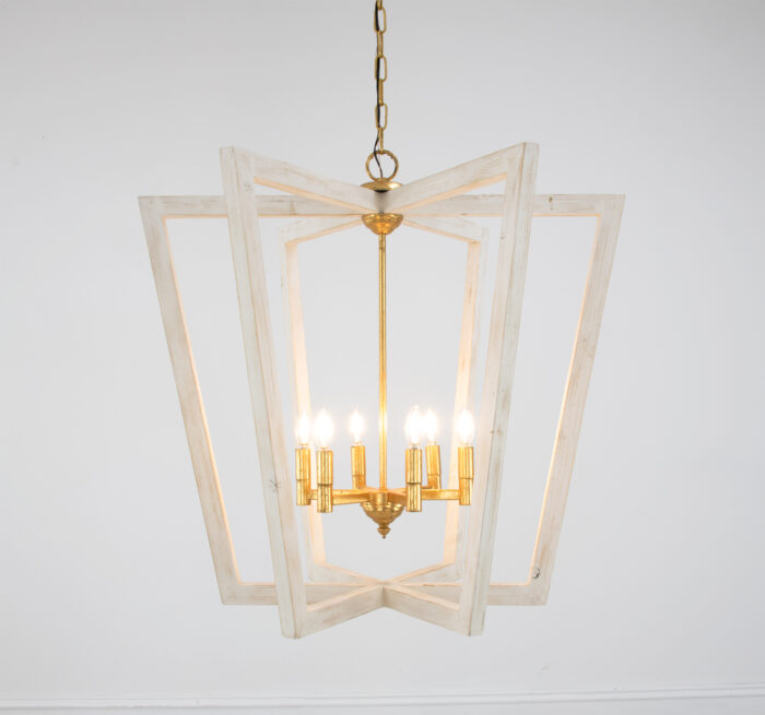 Lea White Oak & Gold Chandelier - Image 2