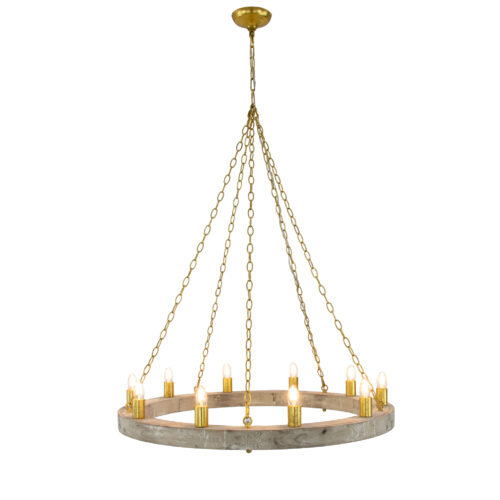 Malo Natural Oak & Gold Chandelier- Celline Home