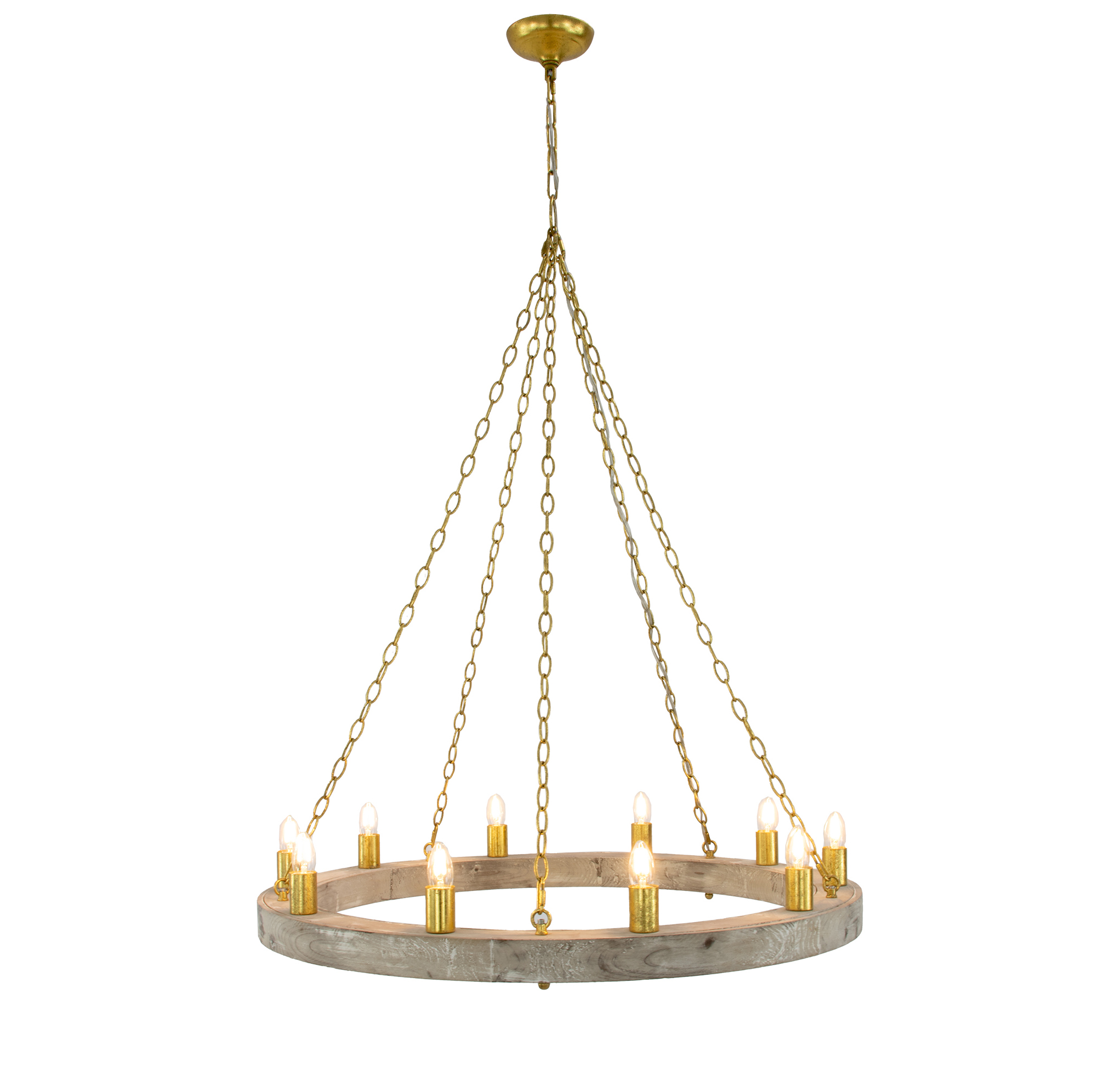 Malo Natural Oak & Gold Chandelier- Celline Home