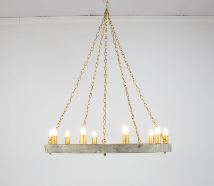 Malo Natural Oak & Gold Chandelier - Image 3