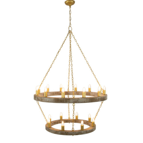 Maloz Natural Oak & Gold Chandelier- Celline Home