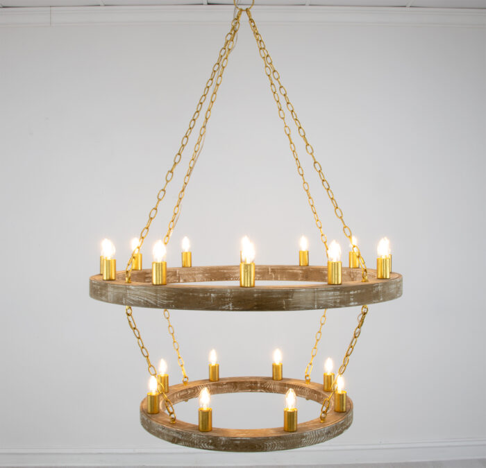 Maloz Natural Oak & Gold Chandelier - Image 7