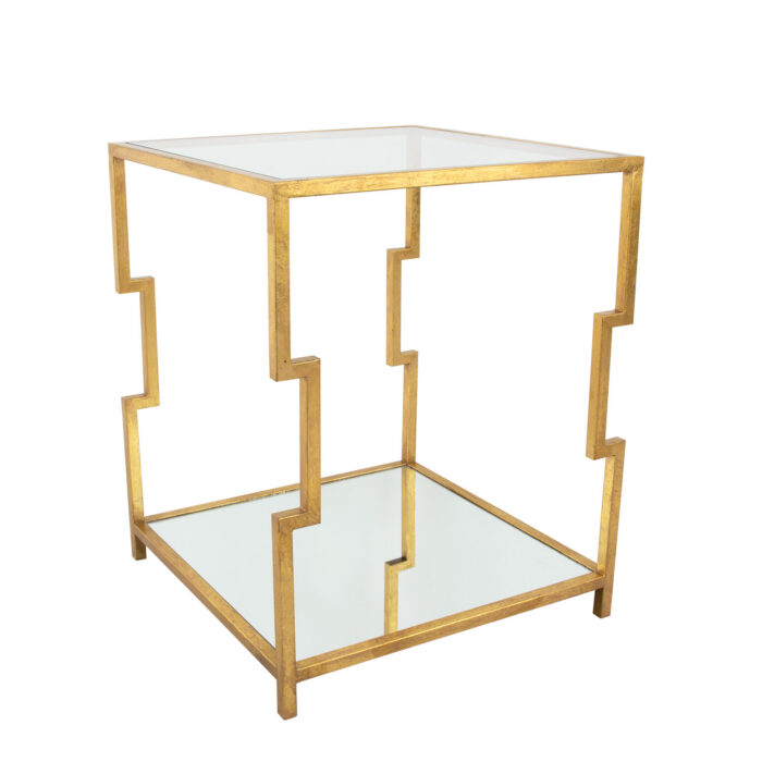 Martha 2 Shelves Gold End Table- Celline Home