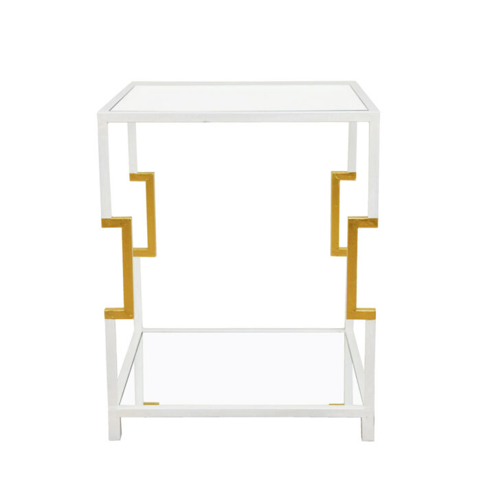 Martha White and Gold Side Table- Celline Home