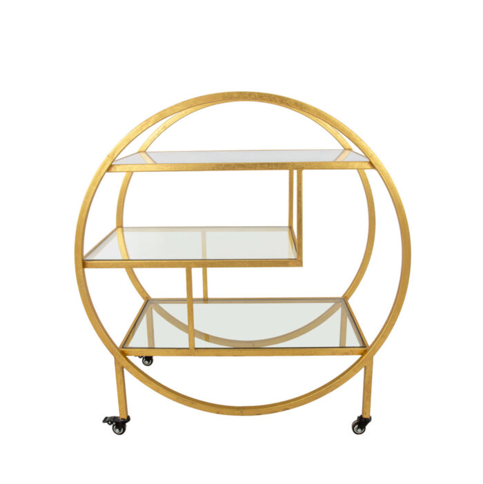 Milo Round Gold Bar Cart- Celline Home