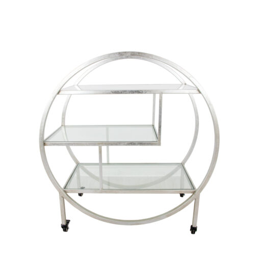 Milo Round Silver Bar Cart- Celline Home