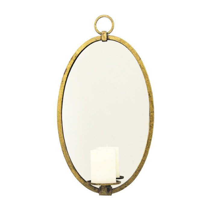 Ovala Gold Leaf Mirror Wall Candle Holder - Image 2