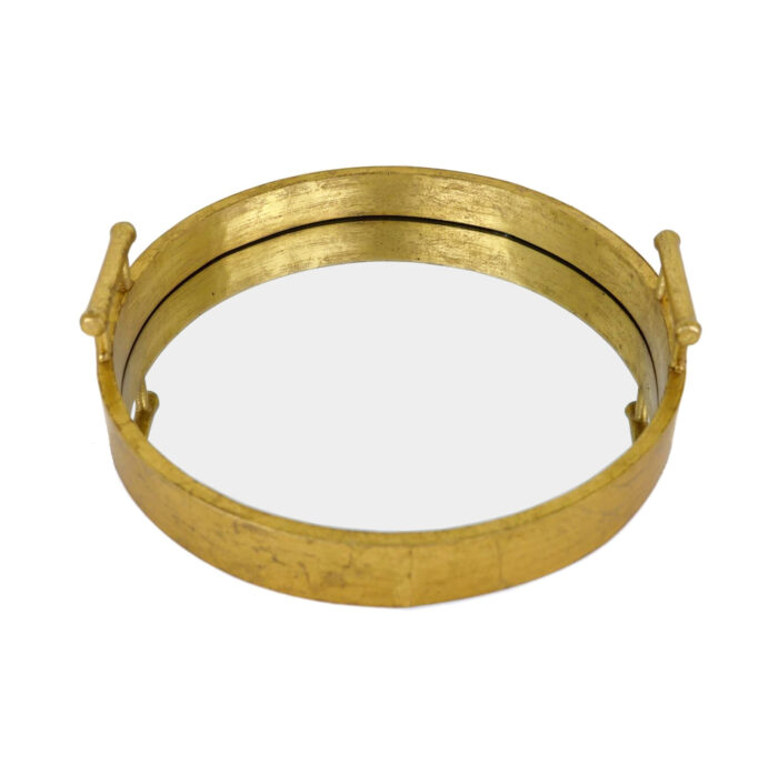 Perla Gold Leaf Round Mirrored Tray - Image 2