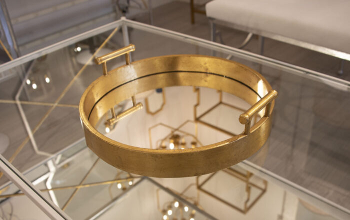 Perla Gold Leaf Round Mirrored Tray - Image 3