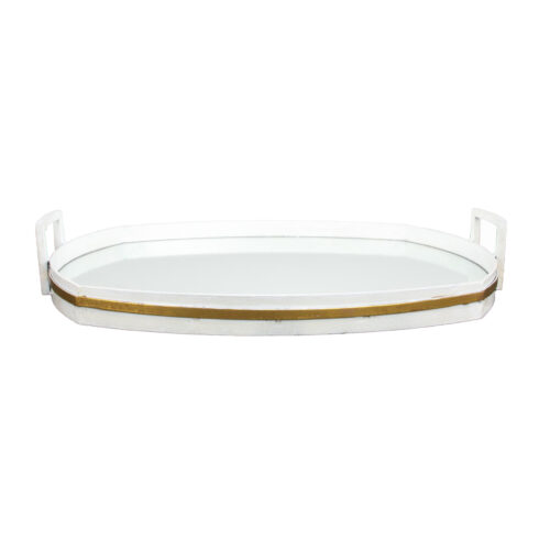 Santiago White and Gold Tray- Celline Home