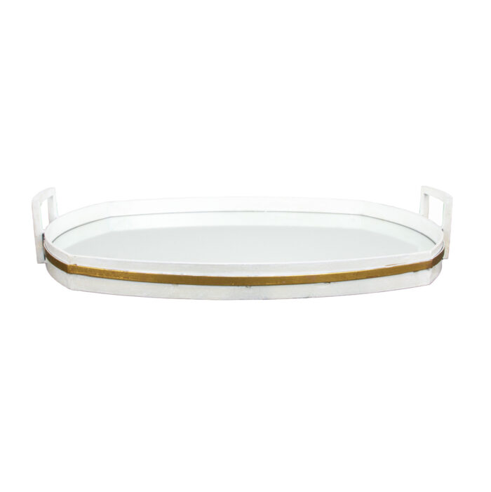 Santiago White and Gold Tray- Celline Home