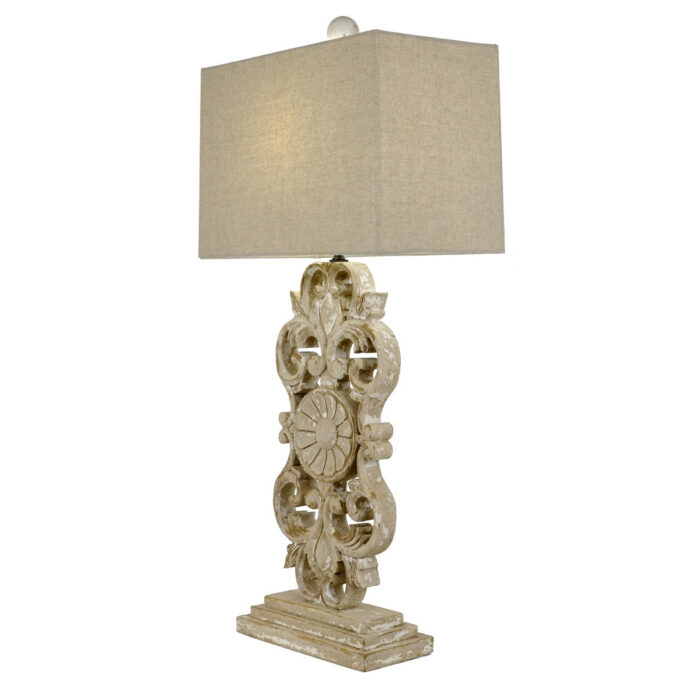 Celline Home Elora Carved Wood Table Lamp