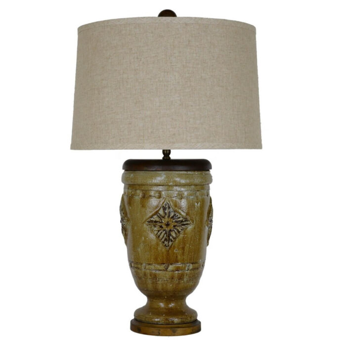 Selena Green and Brown Pottery Table Lamp - Celline Home