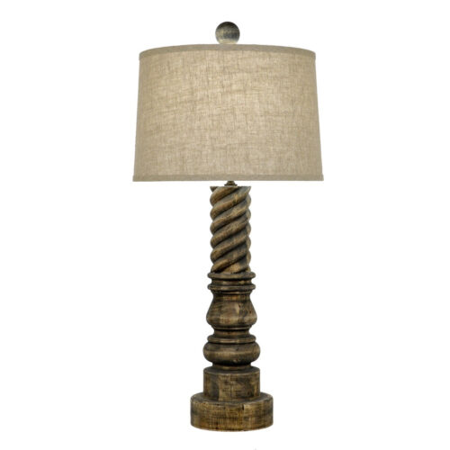 Magnolia Carved Wood Table Lamp - Celline Home