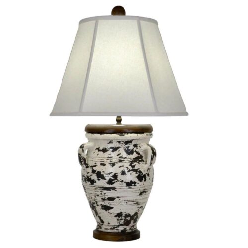 Ramsey Distressed White Pottery Table Lamp - Celline Home