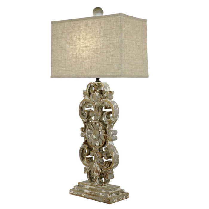 Alma Carved Wooden Table Lamp - Celline Home