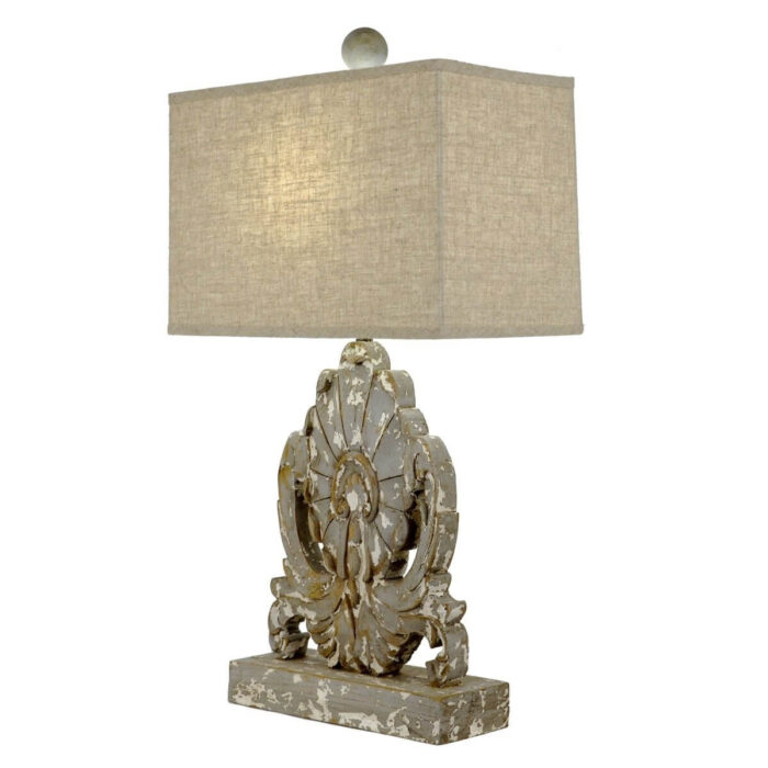 Celline Home Thalia Carved Wood Table Lamp