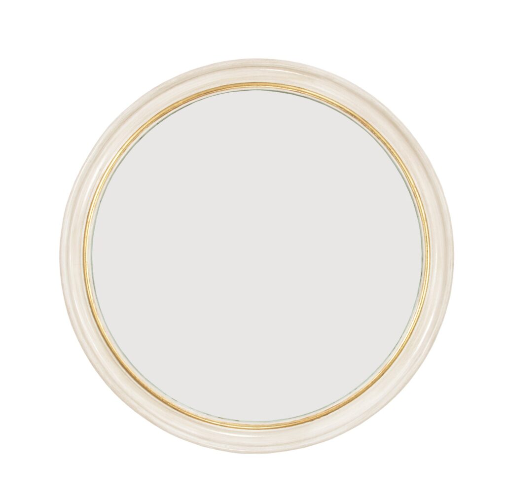 Arena White and Gold Round Mirror- Celline Home