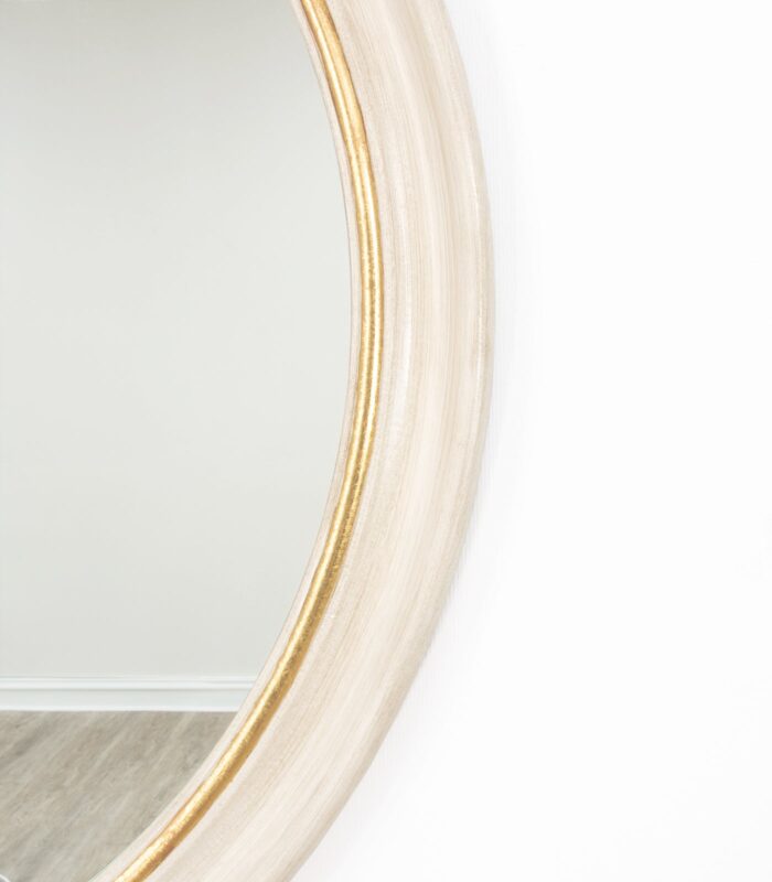 Arena White and Gold Round Mirror- Celline Home