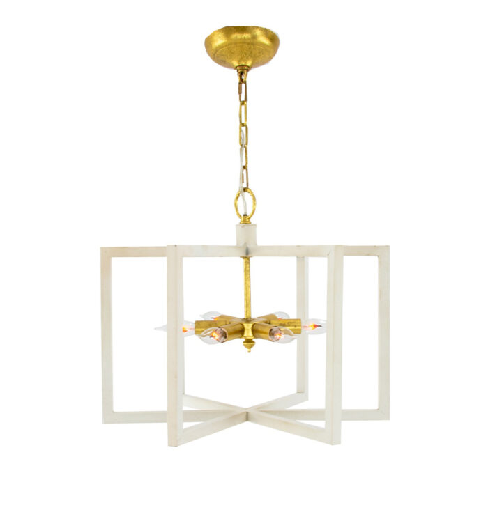 Aron 6 Light White and Gold Lantern- Celline Home