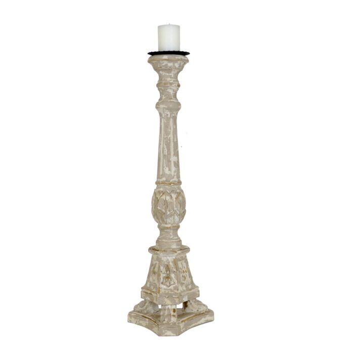 Maddox Carved Wood Candle Holder - Celline Home