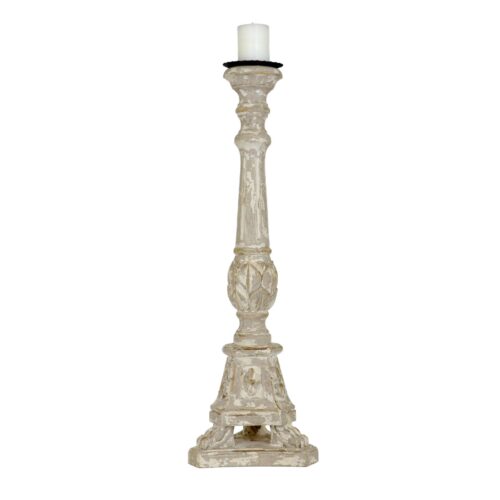 Maddox Carved Wood Candle Holder - Celline Home