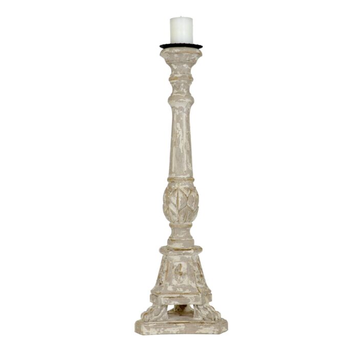 Maddox Carved Wood Candle Holder - Celline Home