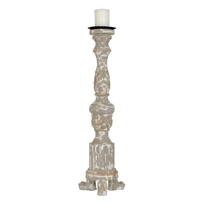 Pierce Carved Wood Candle Holder - Celline Home