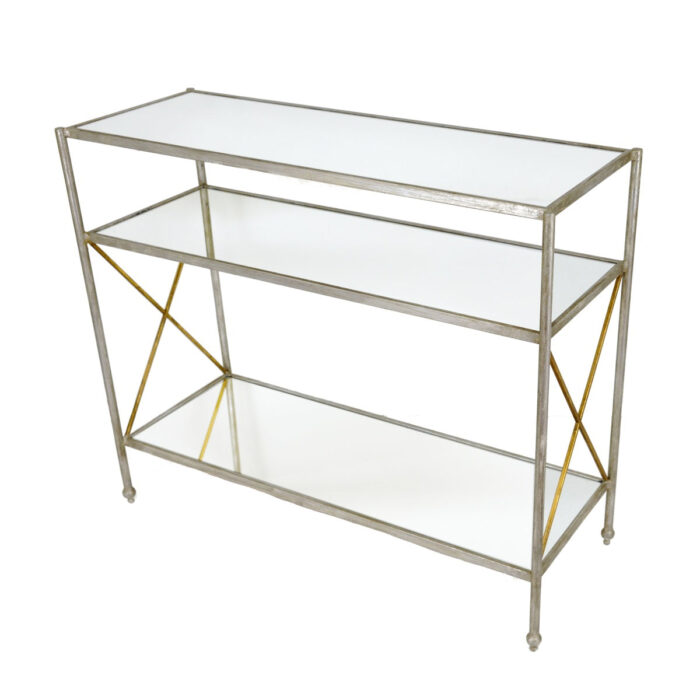 Alan Silver Console Table with 3 Shelves - Celline Home