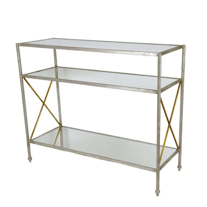 Alan Silver Console Table with 3 Shelves - Celline Home