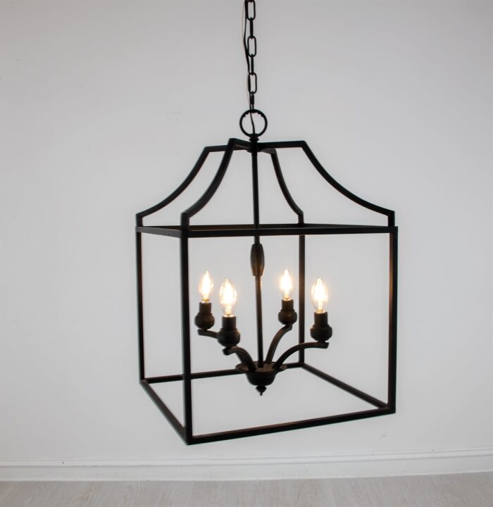 Delona 4 Light Black Lantern- Celline Home