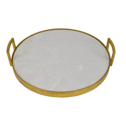 Bono Gold Leaf Tray with White Stone - Celline Home