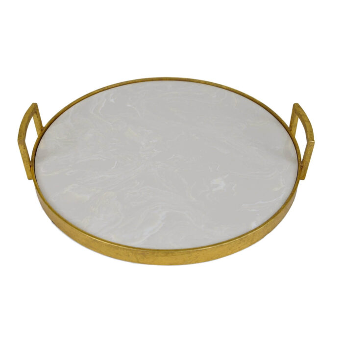 Bono Gold Leaf Tray with White Stone - Celline Home