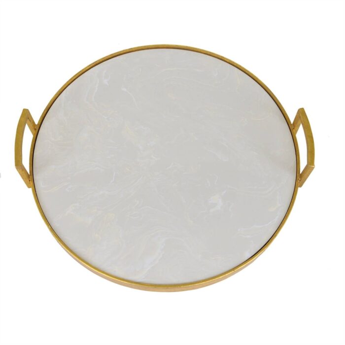 Bono Gold Leaf Tray with White Stone - Celline Home