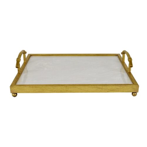 Lalana Gold Tray with White Stone - Celline Home